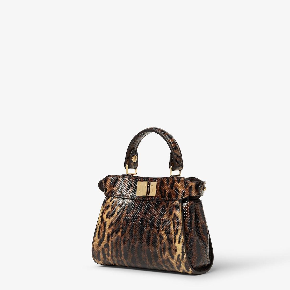 Nano PeekabooBeige and black Fendi Leo karung miniature Product Image