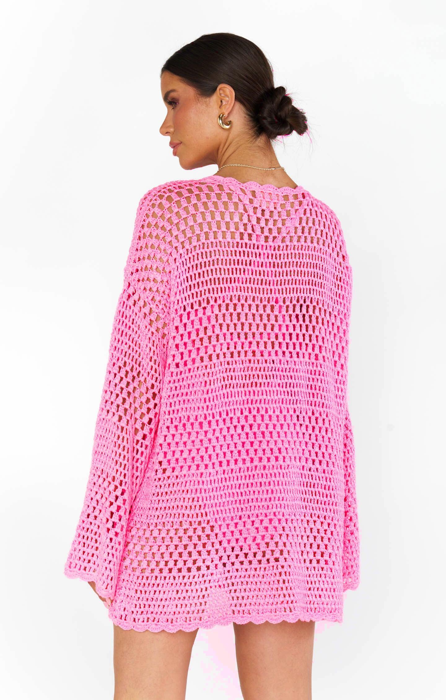 Paula Pullover ~ Bubblegum Pink Crochet Product Image