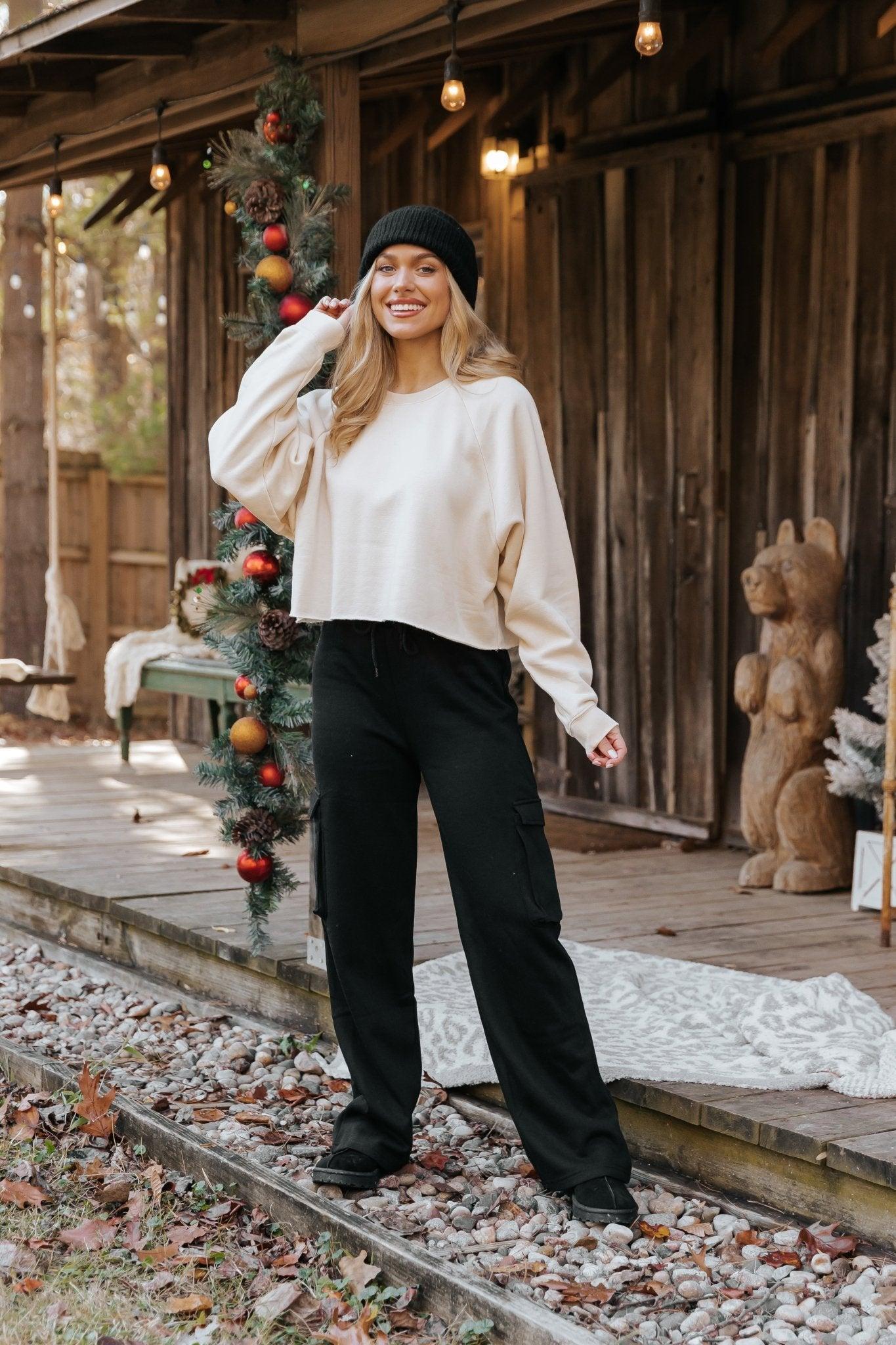 Jenna Cream Fleece Sweatshirt - DOORBUSTER Product Image