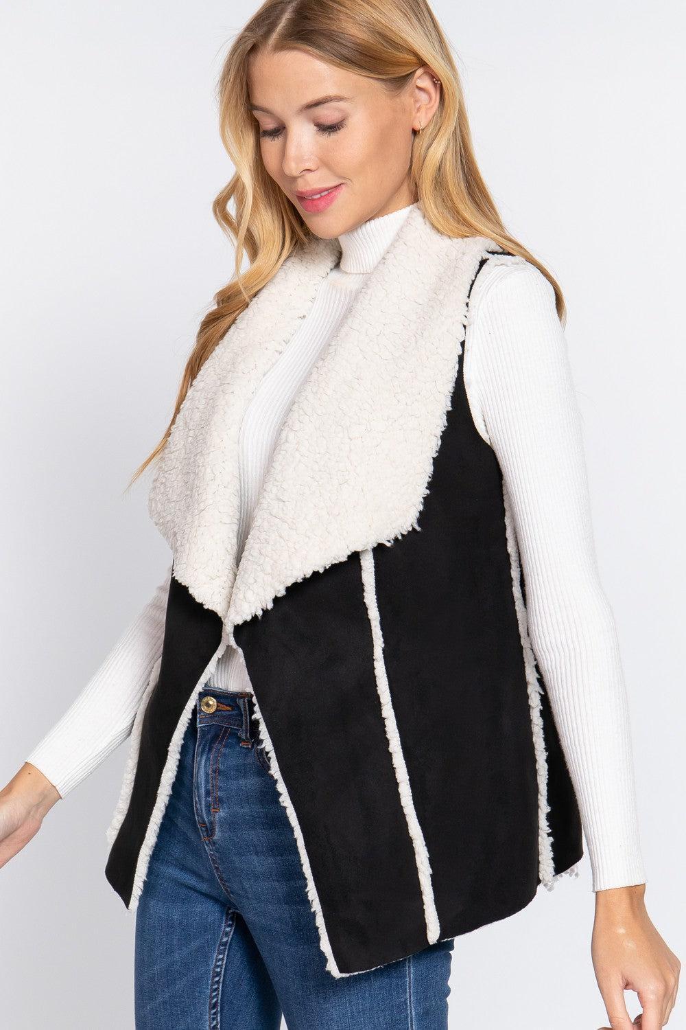 Reversible Shearling Suede & Faux Beckham Vest Product Image
