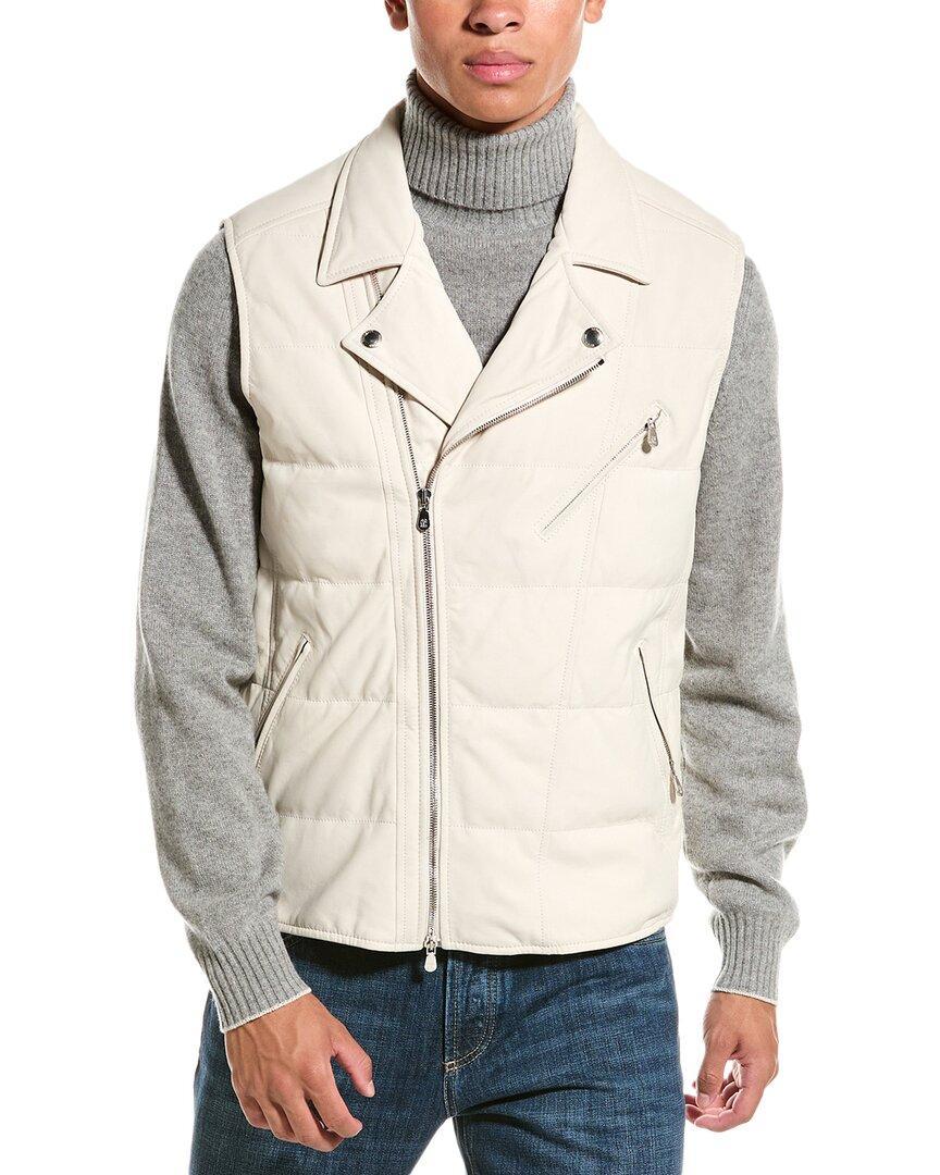 BRUNELLO CUCINELLI Leather Vest In Grey Product Image