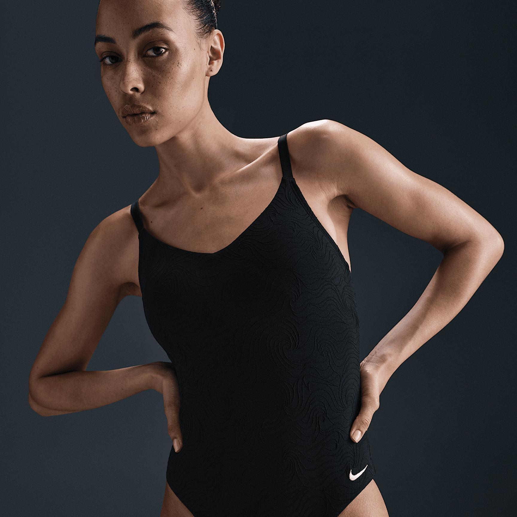 Nike Swim Water Texture Women's V-Neck One-Piece Product Image