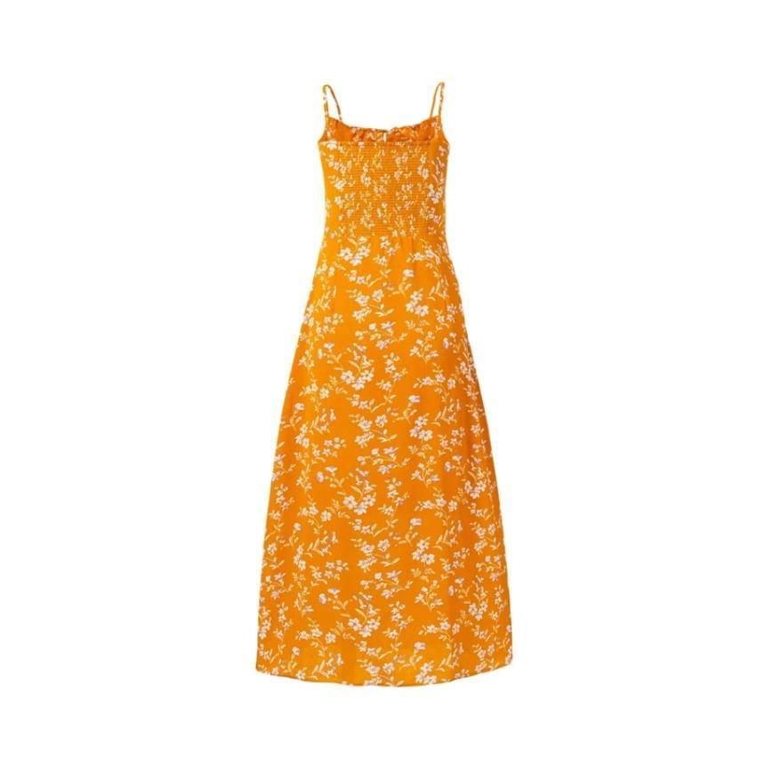 Spaghetti Strap Floral Print Midi A-Line Dress Product Image