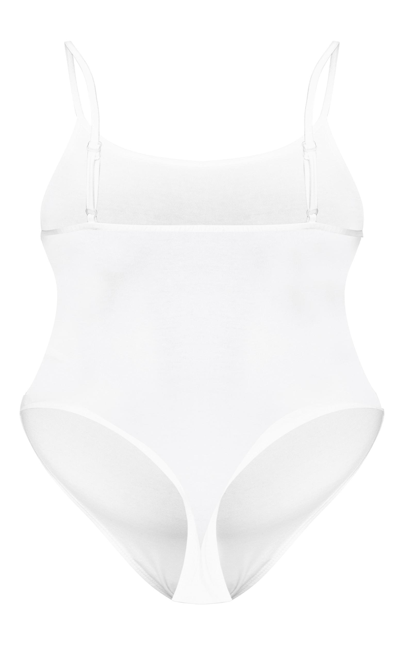 Plus White Soft Cotton Strappy Bodysuit Product Image