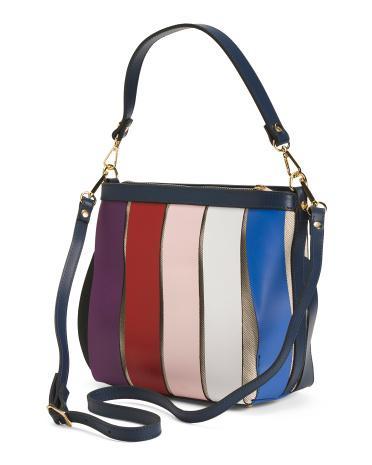 Leather Woven Color Block Panels Hobo for Women | Leather/Metal Product Image