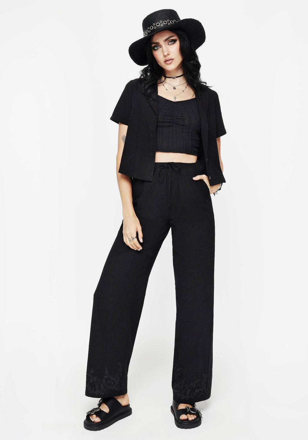Thorell Embroidered Cotton Wide Leg Trousers Product Image