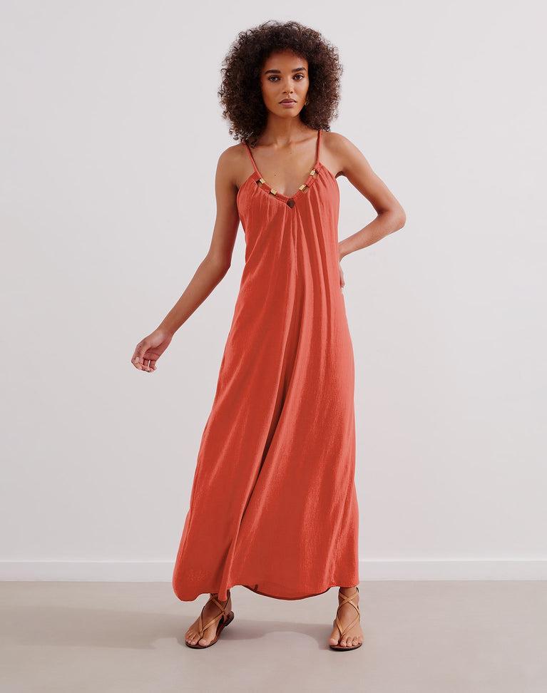 Zima Long Dress (exchange only) - Brick Product Image