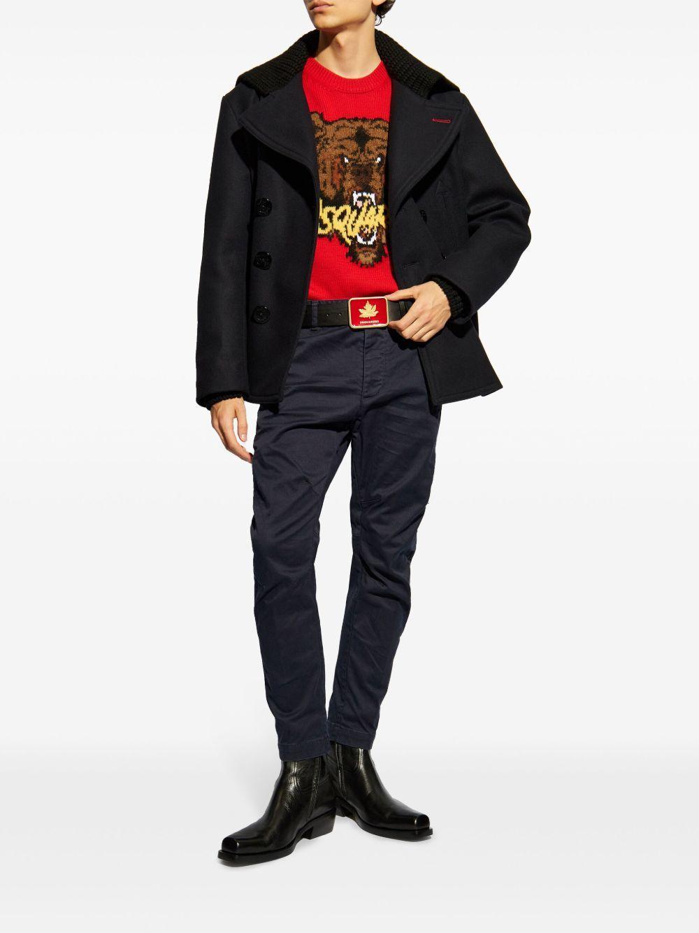 knit-panel double-breasted jacket Product Image