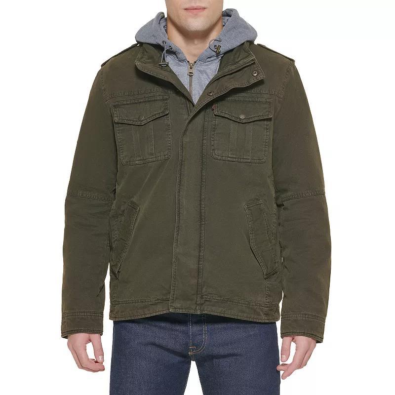 Men's Levi's® Hooded Sherpa Lined Trucker Jacket, Size: Small, Green Product Image