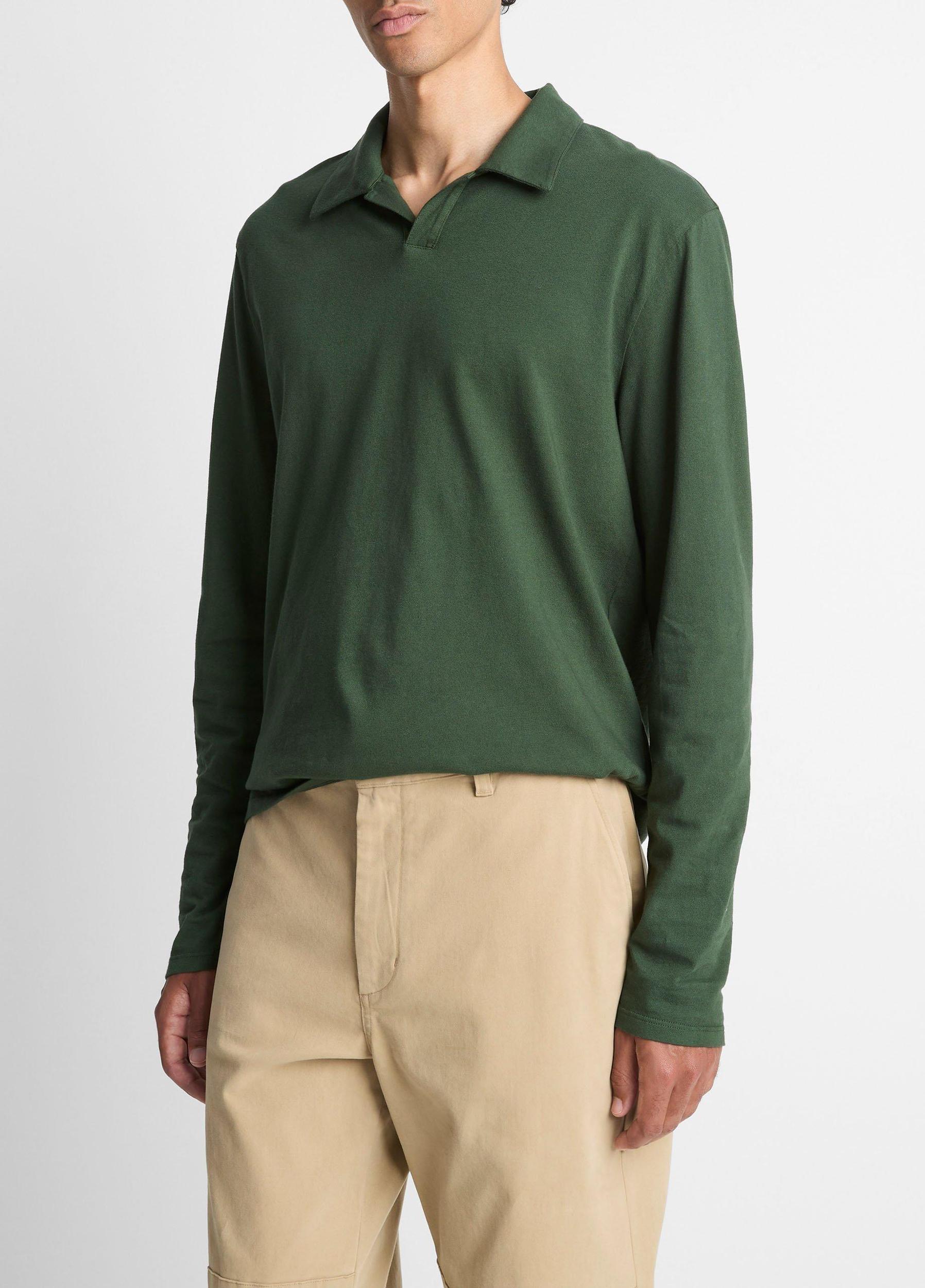 Garment Dye Cotton Johnny-Collar Polo Shirt Product Image