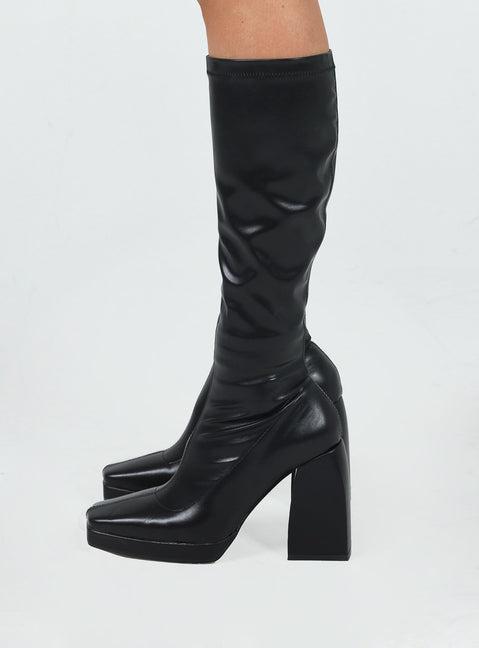 Zayas Knee High Boots Black Product Image