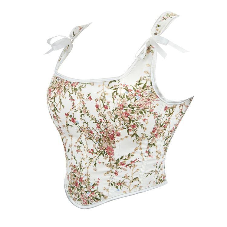 Sleeveless Floral Print Corset Top Product Image