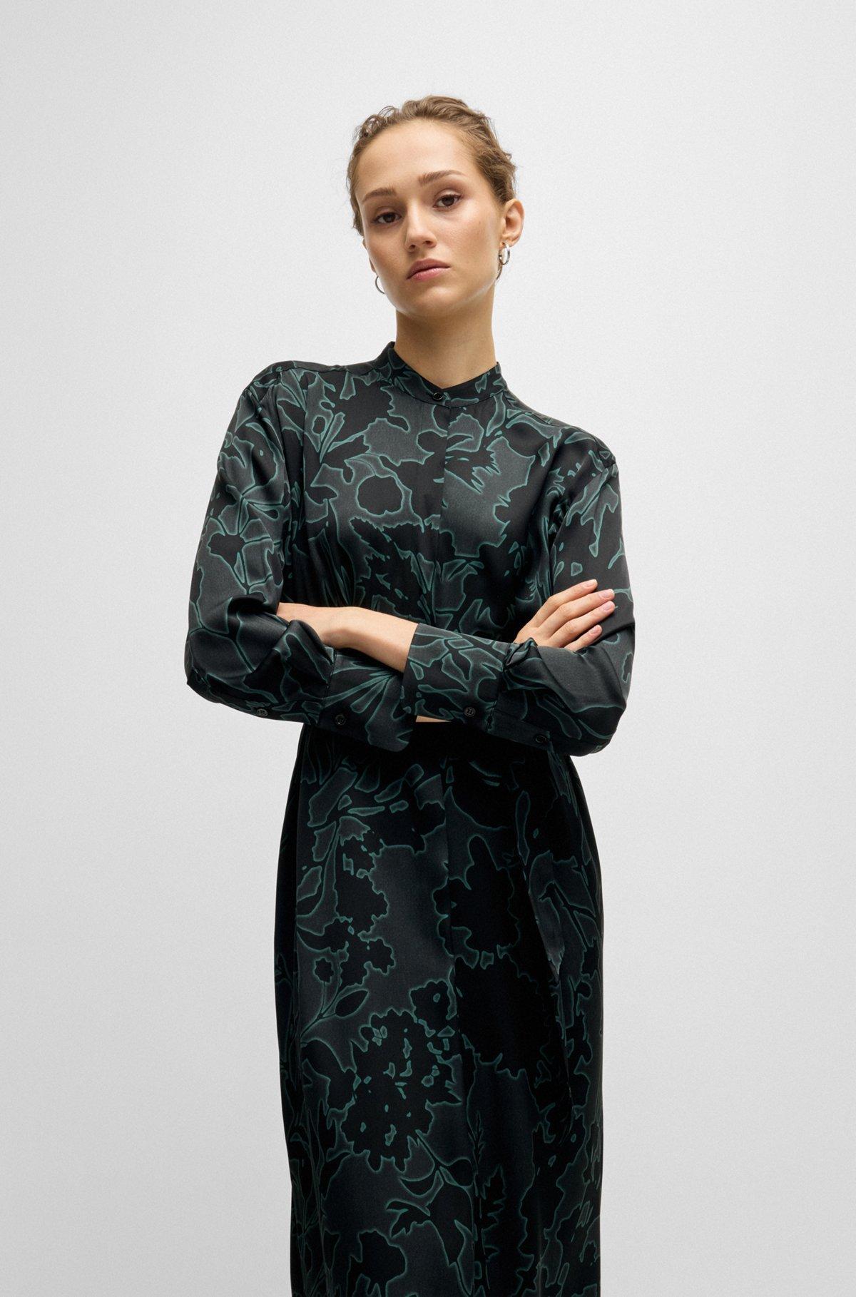 Floral-print dress with removable belt in silk blend Product Image