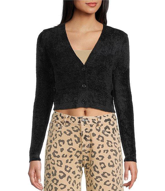 KatieJNYC Crochet Woven Long Sleeve Cardigan Product Image