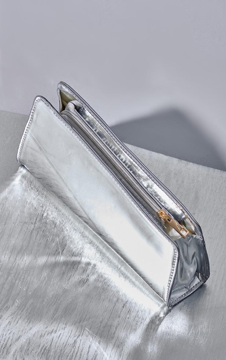 Silver Asymmetric Box Clutch Bag Product Image