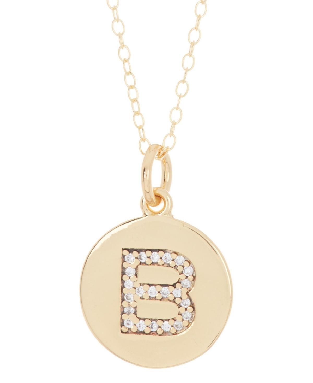 Adornia 14k Gold Plated Cubic Zirconia Engraved Letter Disc Pendant Necklace, Women's, Size: 18", Gold Tone T Product Image
