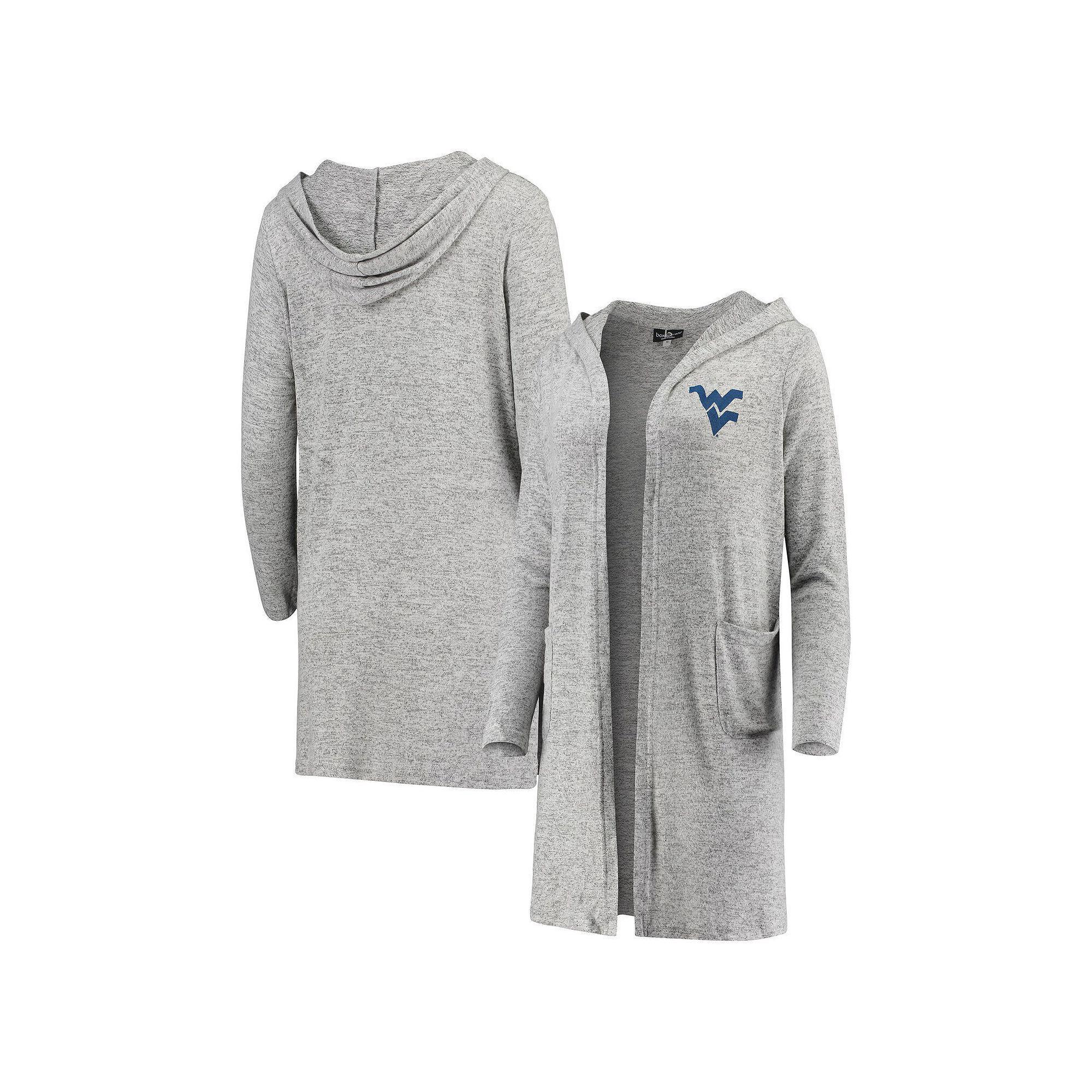 Women's Heathered Gray West Virginia Mountaineers Cuddle Soft Duster Tri-Blend Hooded Cardigan, Size: Medium, Grey Product Image