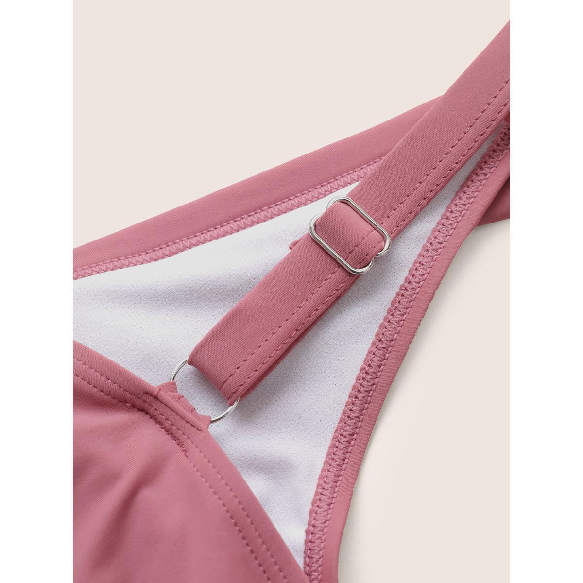 Plus Size Solid Flutter Trim A Line Swim Dress Women's Swimwear DustyPink Beach Bodycon Square Neck High stretch Curve Swim Dresses BloomChic 14-16/1X Product Image