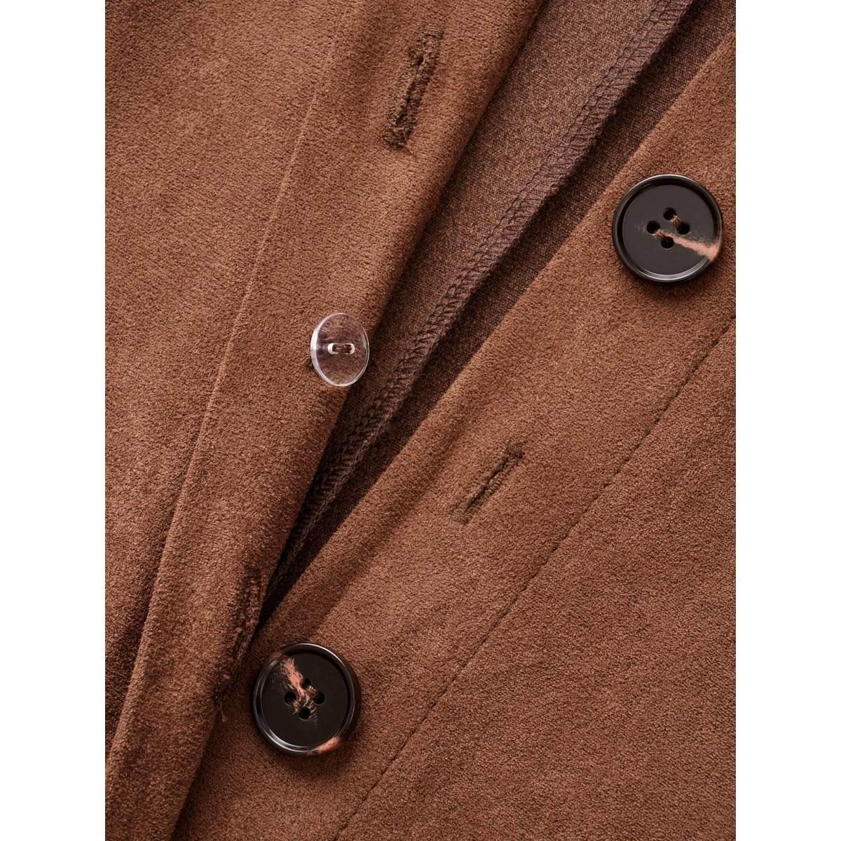 Plus Size Faux Suede Shirt Collar Midi Dress Browncoffeecolor Women Elegant Texture Shirt collar Long Sleeve Curvy BloomChic 22-24/3X Product Image