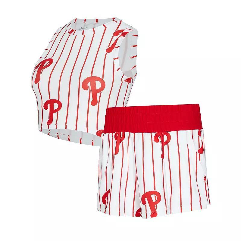 Women's Concepts Sport  White Philadelphia Phillies Pinstripe Record Tank & Short Set, Size: XL Product Image