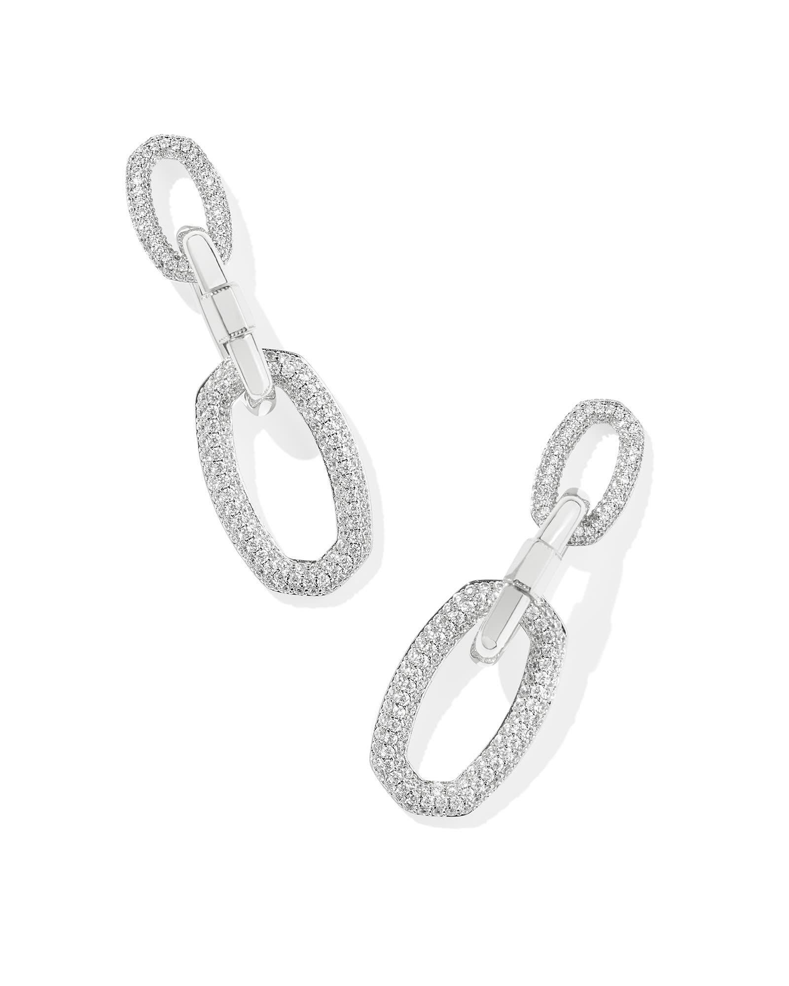 Emery Silver Statement Earrings in White CZ Product Image
