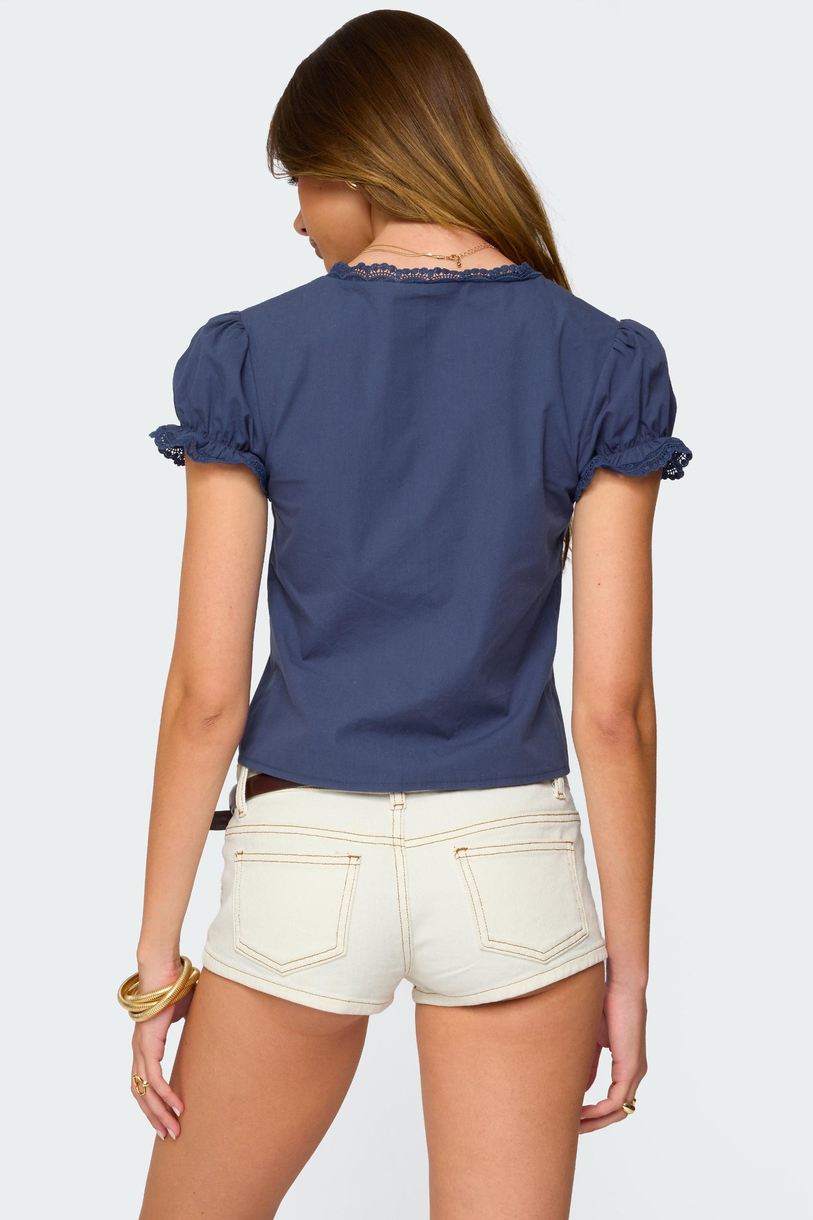 Cotton Lacey Tie Front Top Product Image