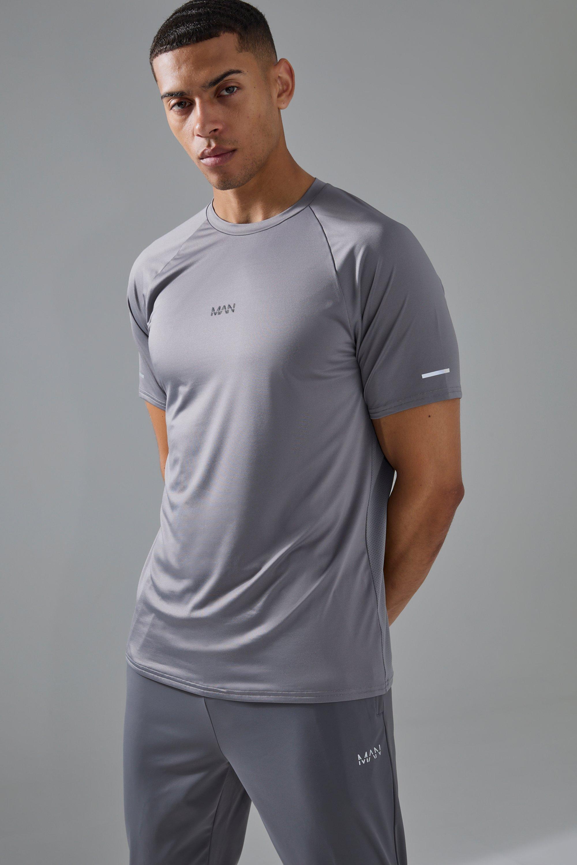 Mens Man Active Performance Pro Raglan Gym T-shirt - Black Product Image