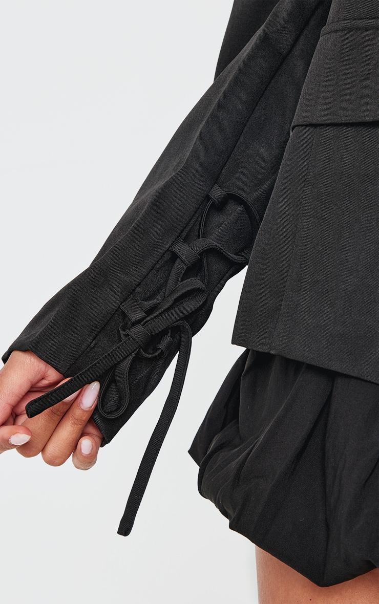 Black Lace Up Sleeve Blazer Product Image
