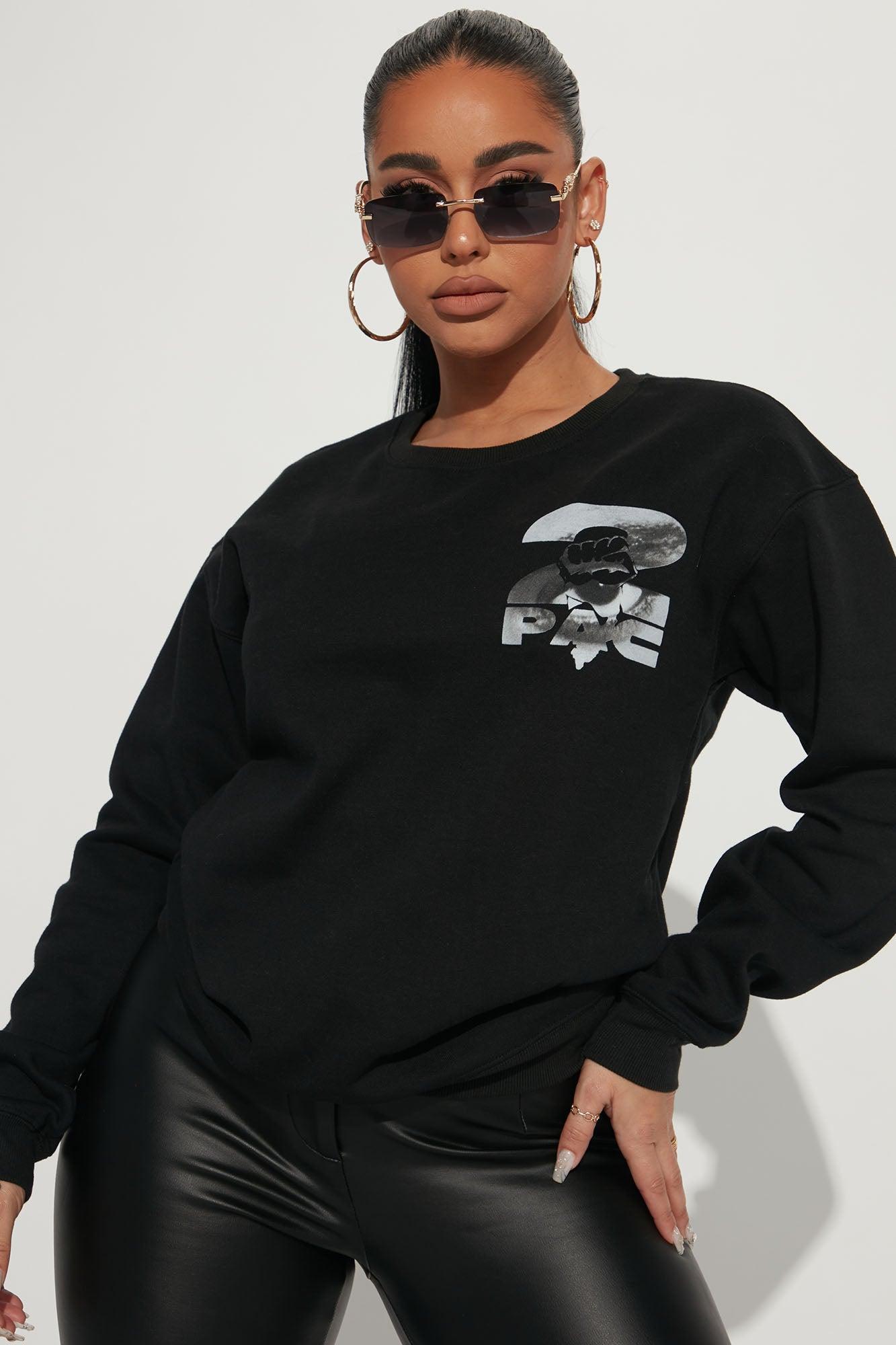Tupac Washed Crew Neck Sweatshirt - Black Wash Product Image
