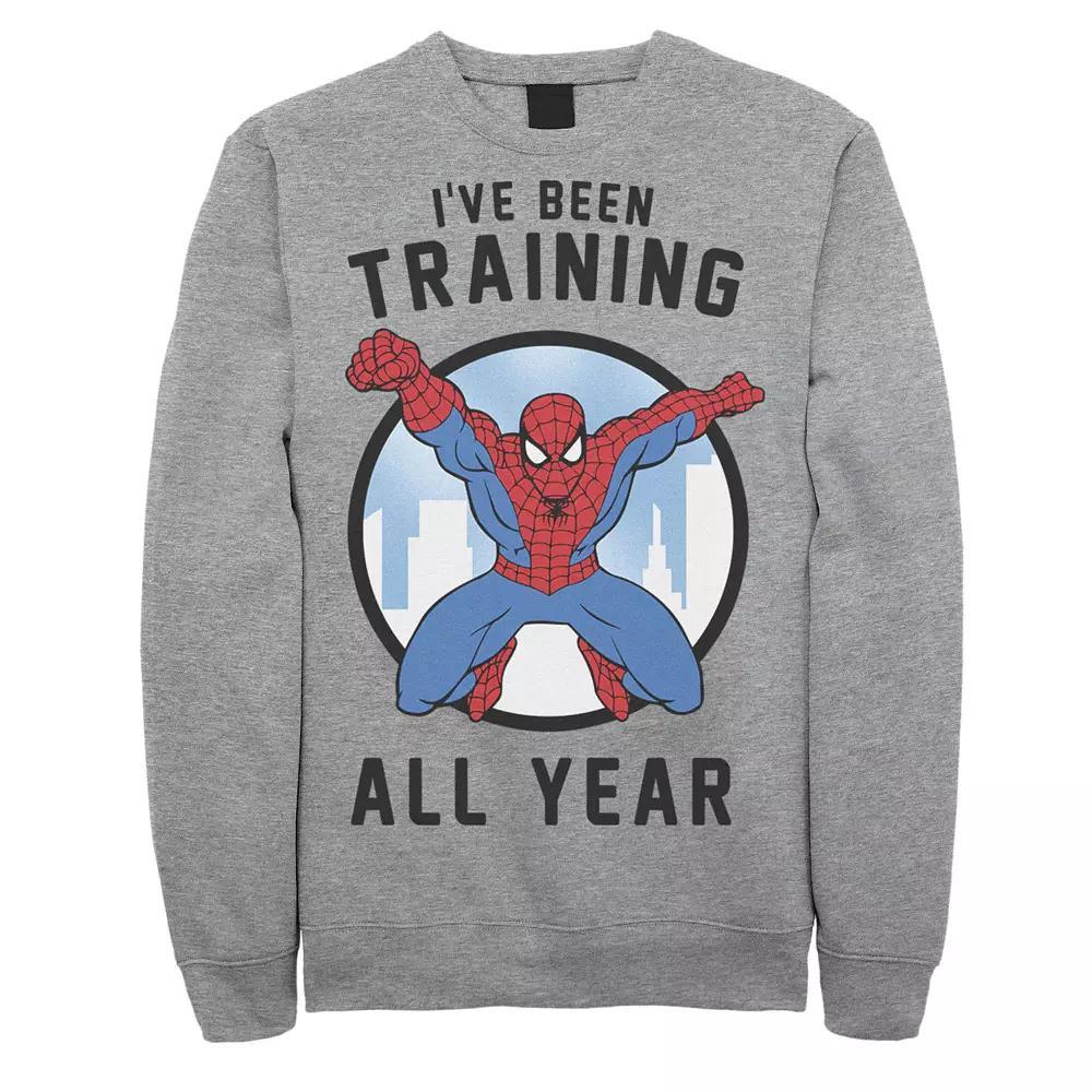 Men's Marvel Spider-Man I've Been Training All Year Sweatshirt, Size: Medium, Athletic Grey Product Image