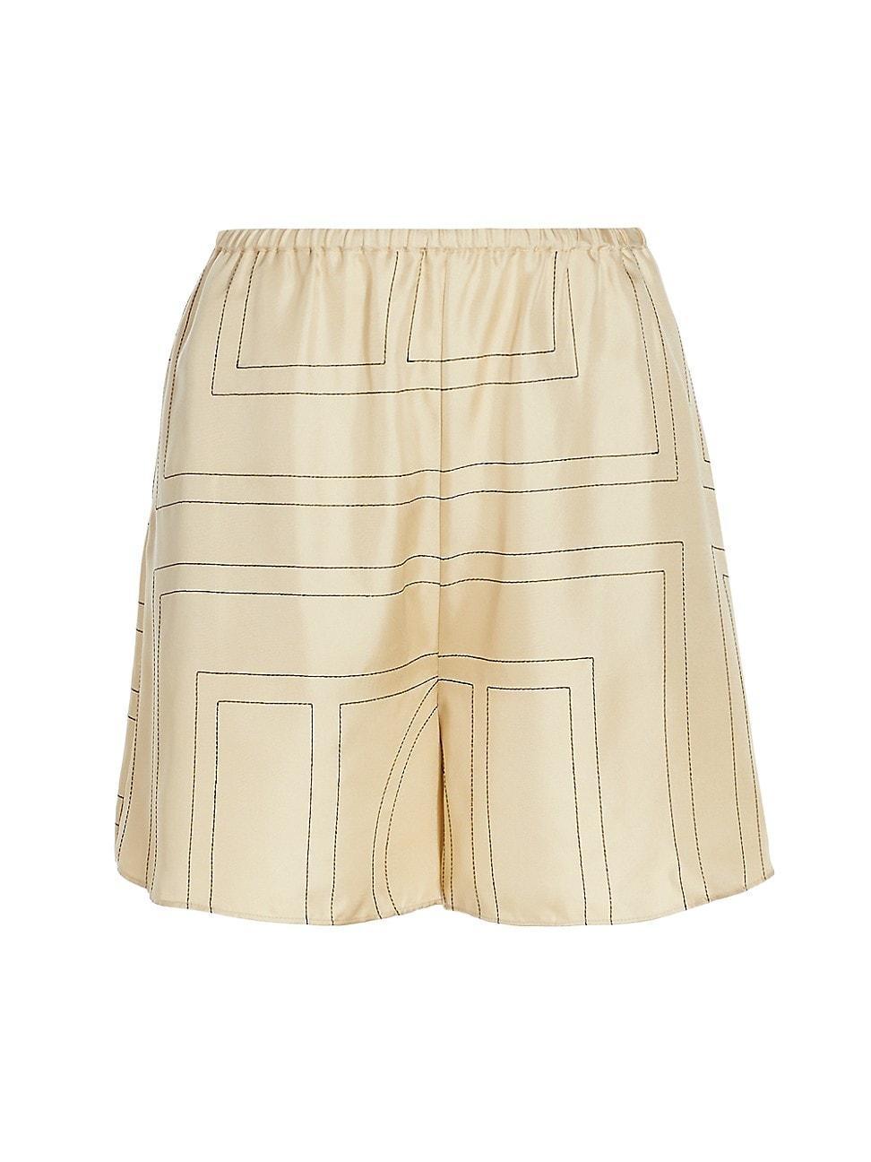 Womens Silk Stitched-Logo Shorts Product Image
