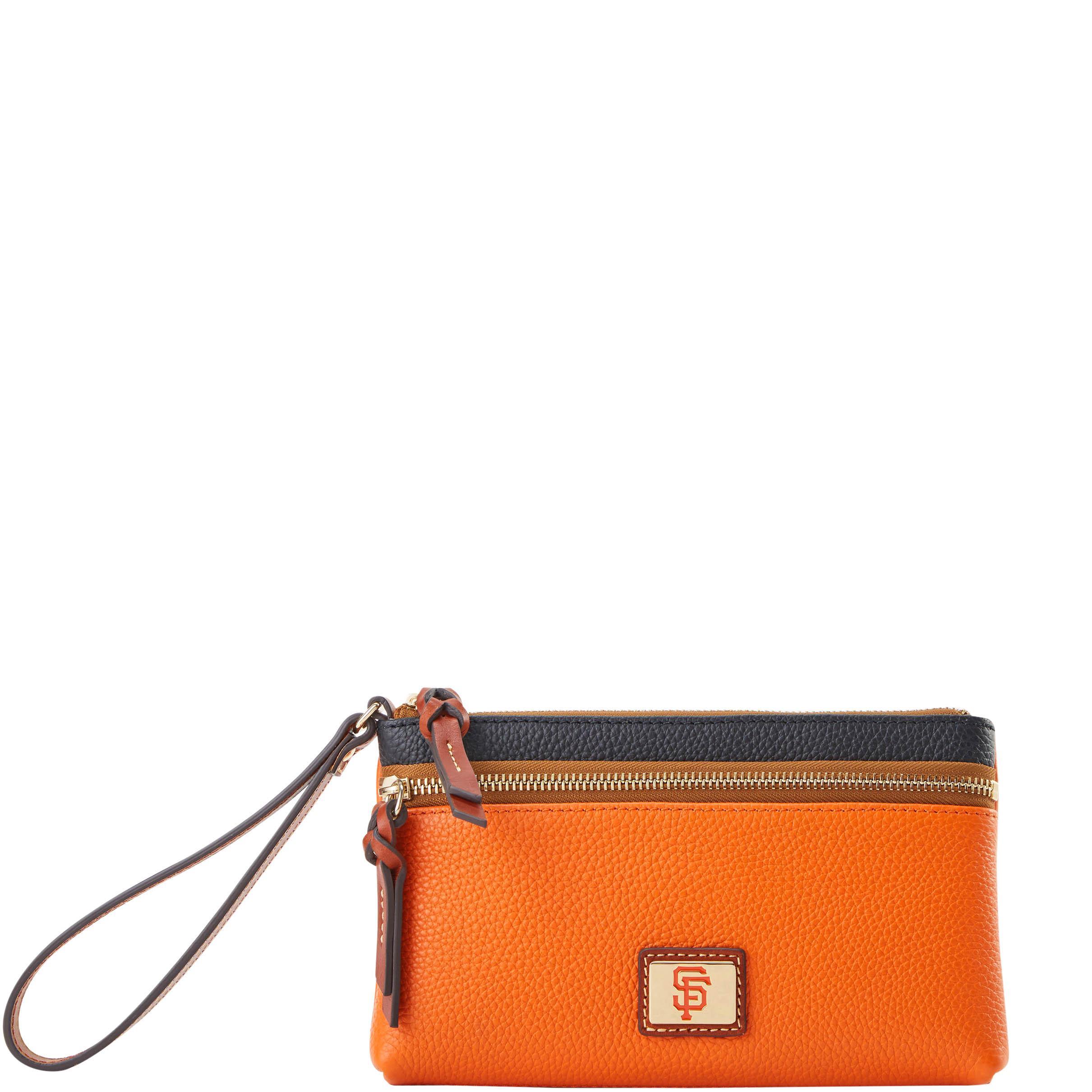 Dooney & Bourke Womens MLB Giants Double Zip Coated Cotton Wristlet in Clementine Product Image
