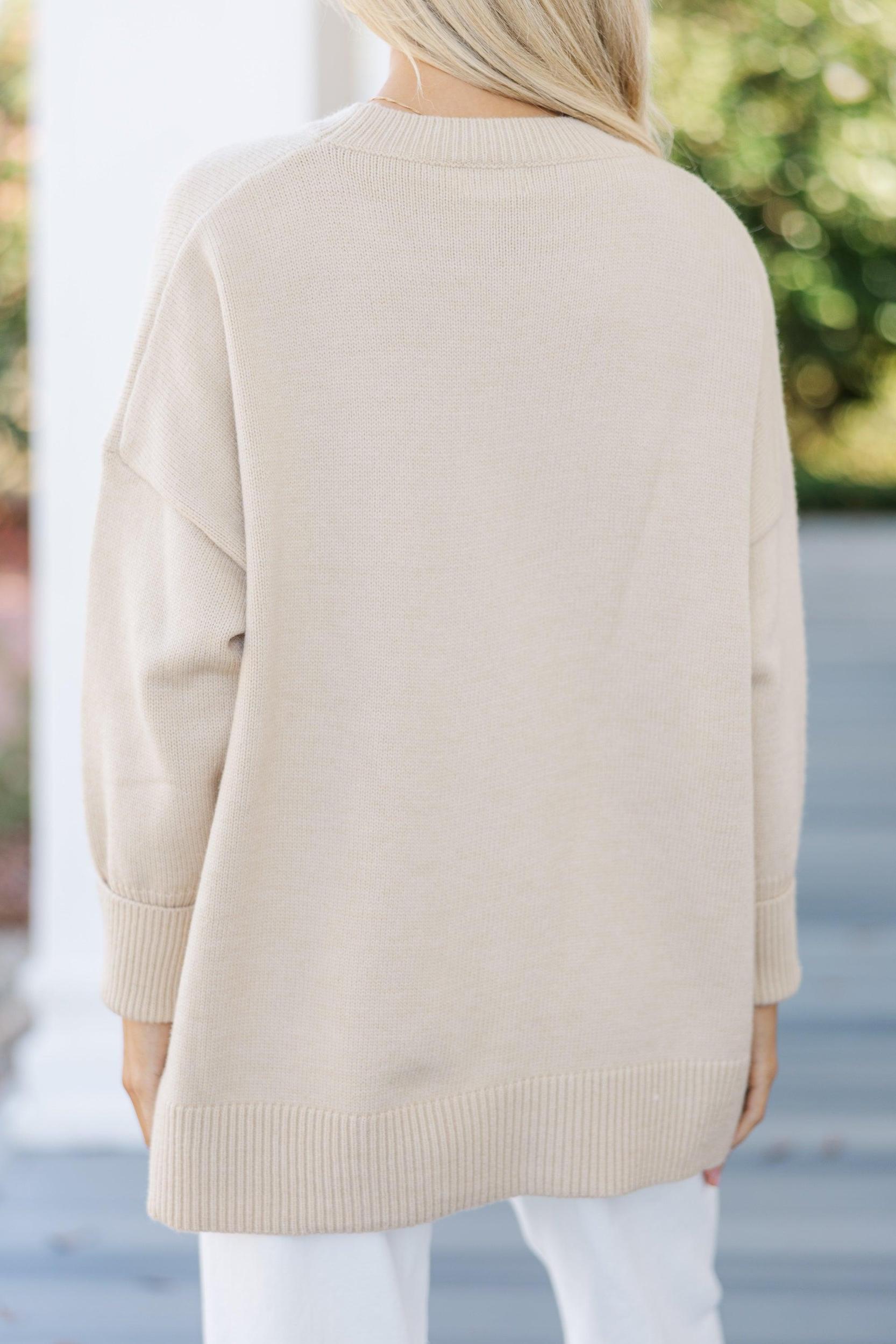 The Lovey Taupe Heart Sweater Female Product Image