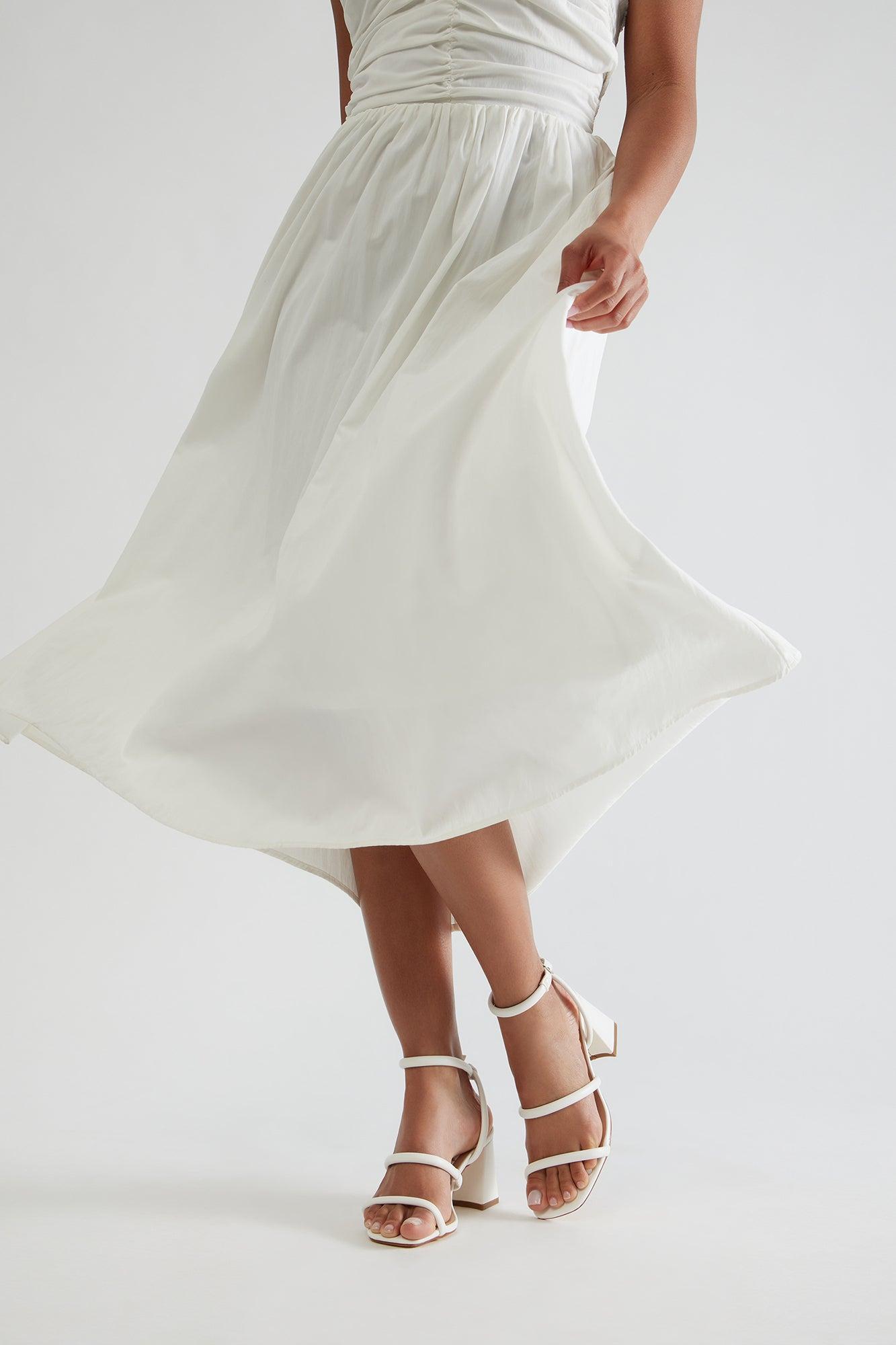 Brinkley Ankle Strap Block Heels - White Product Image