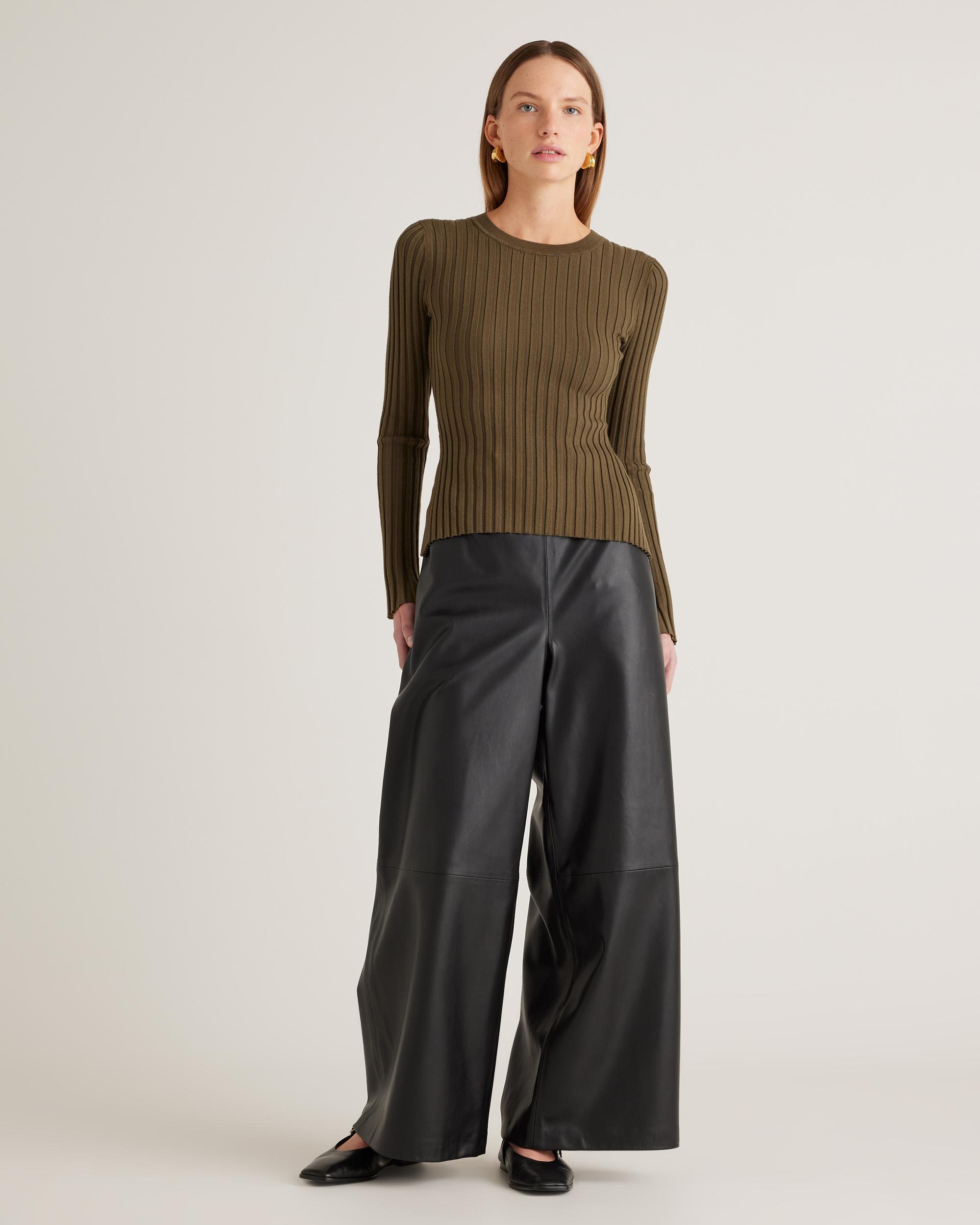 Quince | Women's Cotton Cashmere Ribbed Long Sleeve Sweater Product Image