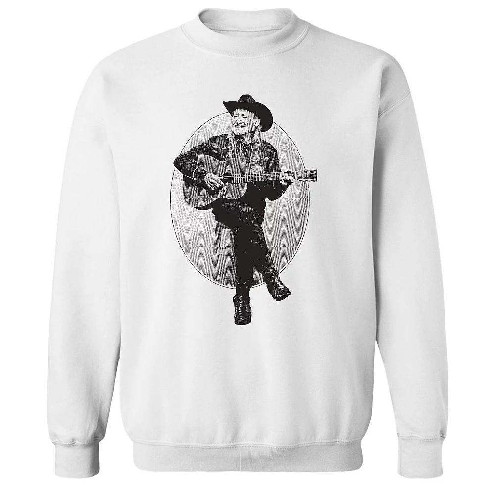 Junior's Willie Nelson Old WN Sitting Graphic Fleece Sweatshirt, Women's, Size: Medium, White Product Image