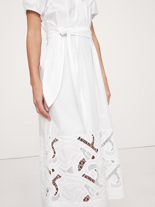 Embroidered Cotton Poplin Ruched Dress Product Image