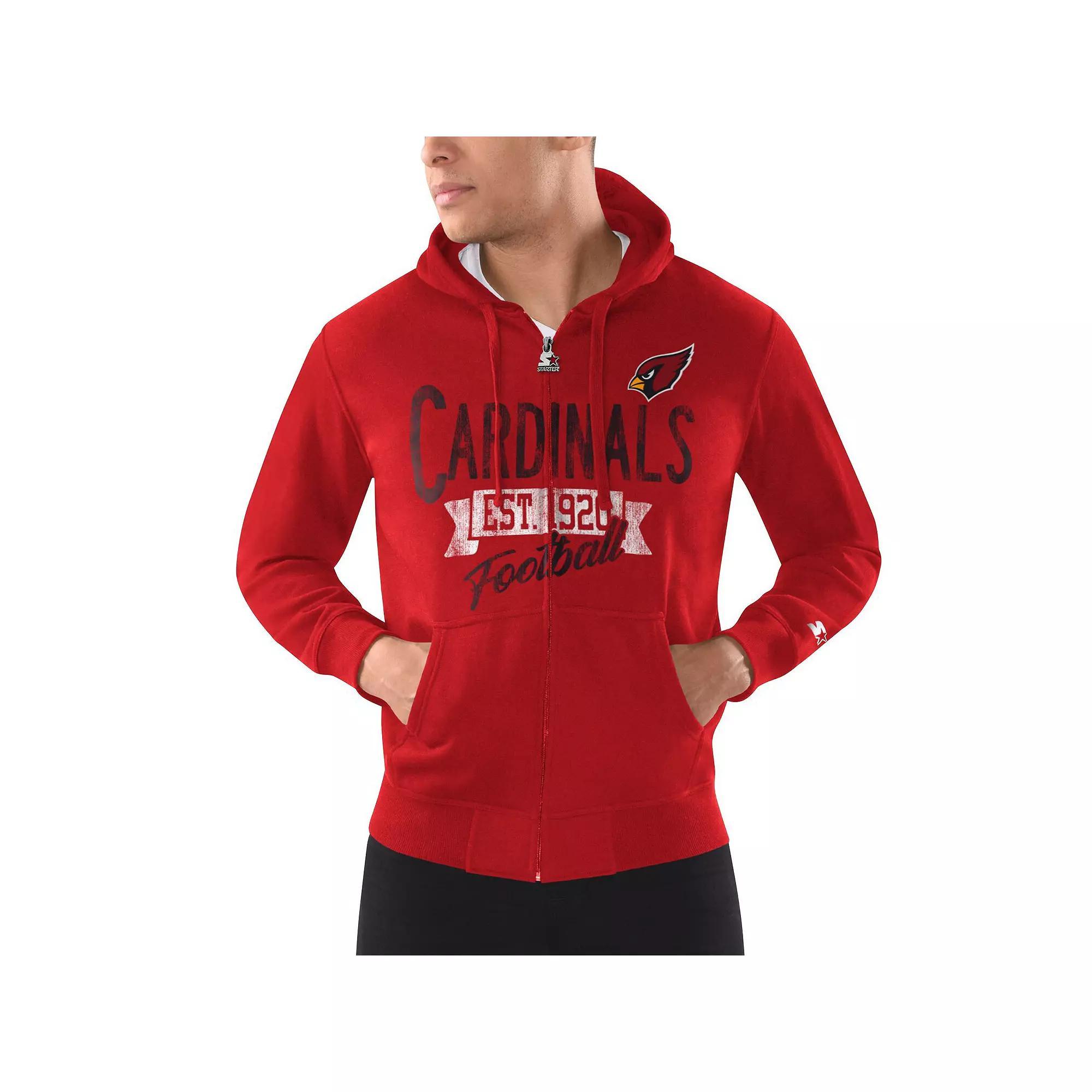 Men's Starter Cardinal Arizona Cardinals Domestic Post Season Full-Zip Hoodie, Size: Large, Red Product Image