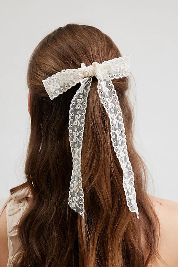 Medium Lace Hair Bow Barrette Womens at Urban Outfitters Product Image