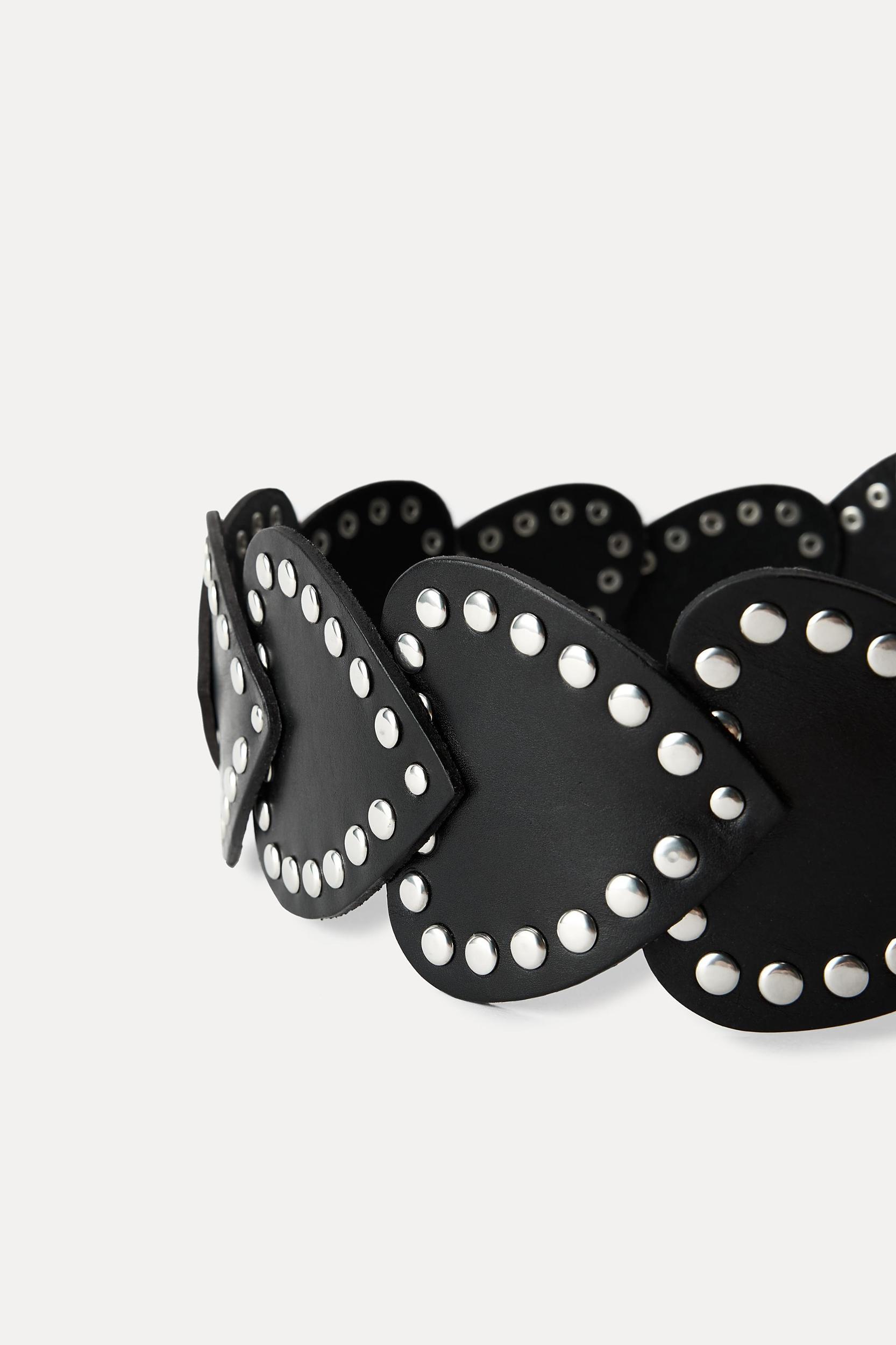 STUDDED HEART LEATHER BELT Product Image