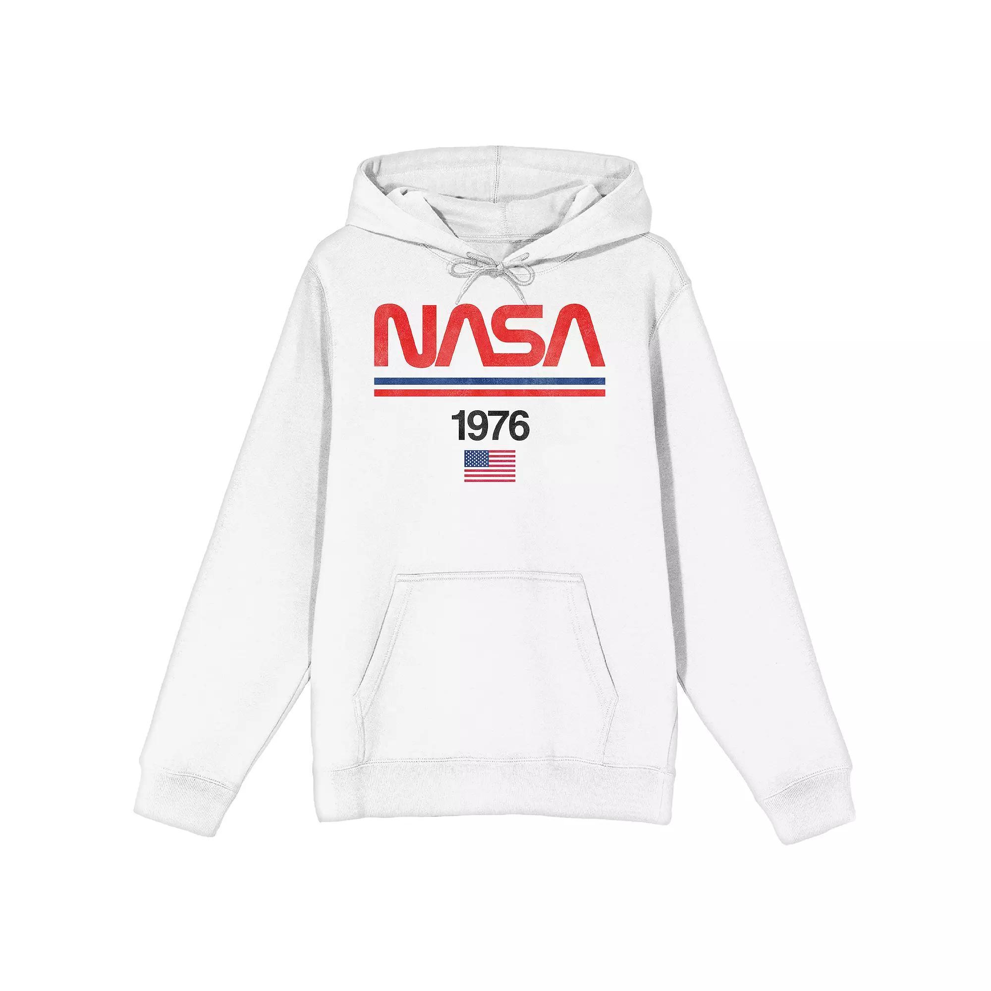 Men's NASA 1976 Flag Logo Hoodie, Size: Medium, White Product Image