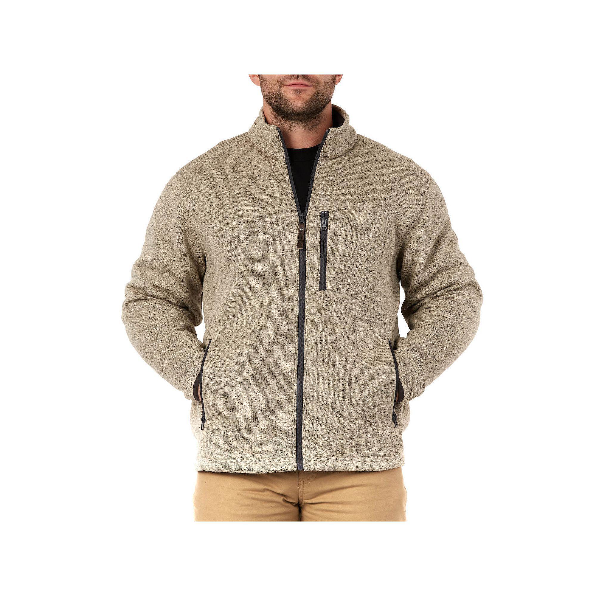 Men's Smith's Workwear Sherpa-Lined Sweater Fleece Jacket, Size: Large, Olive Grey Product Image