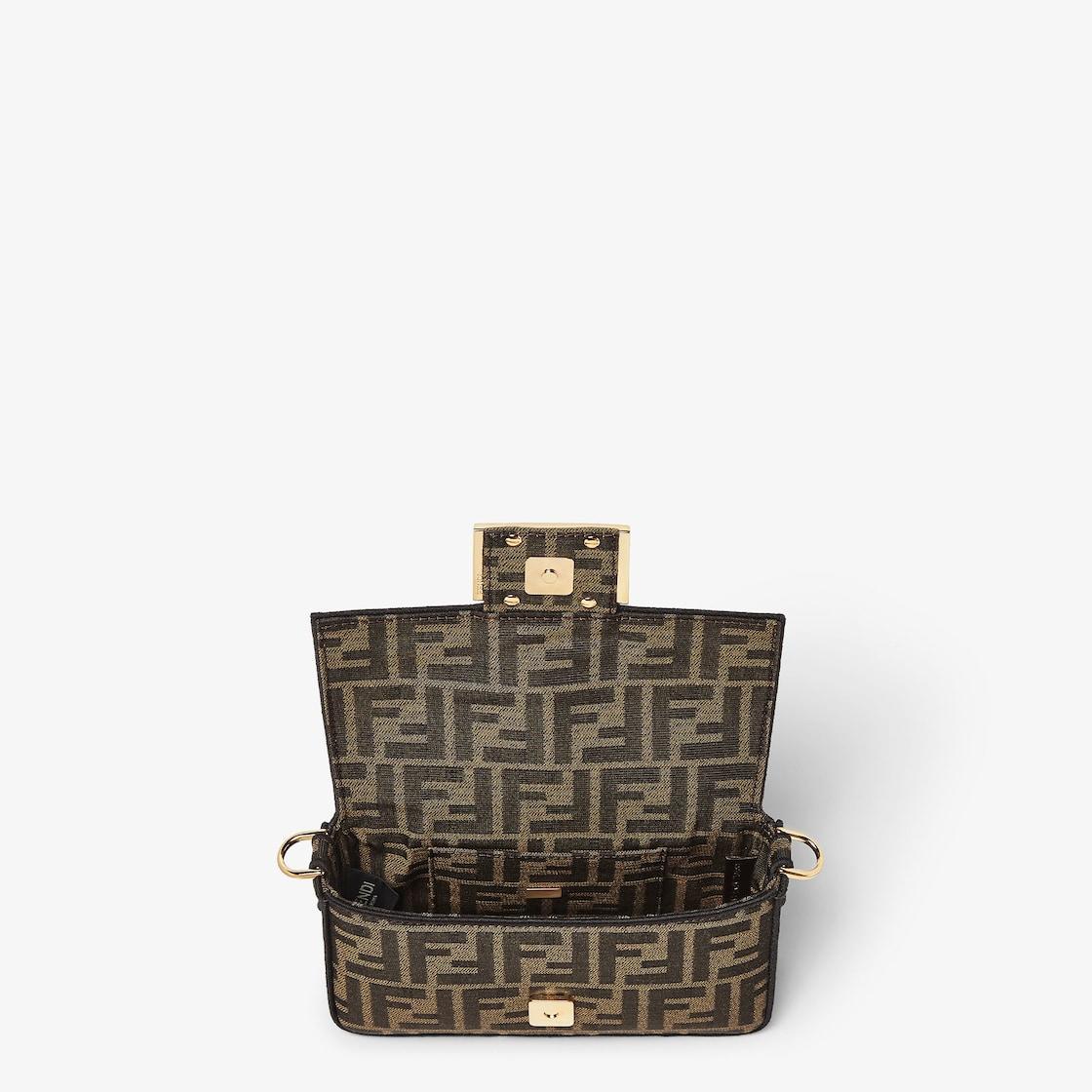 Baguette MiniBrown FF jacquard fabric bag Product Image