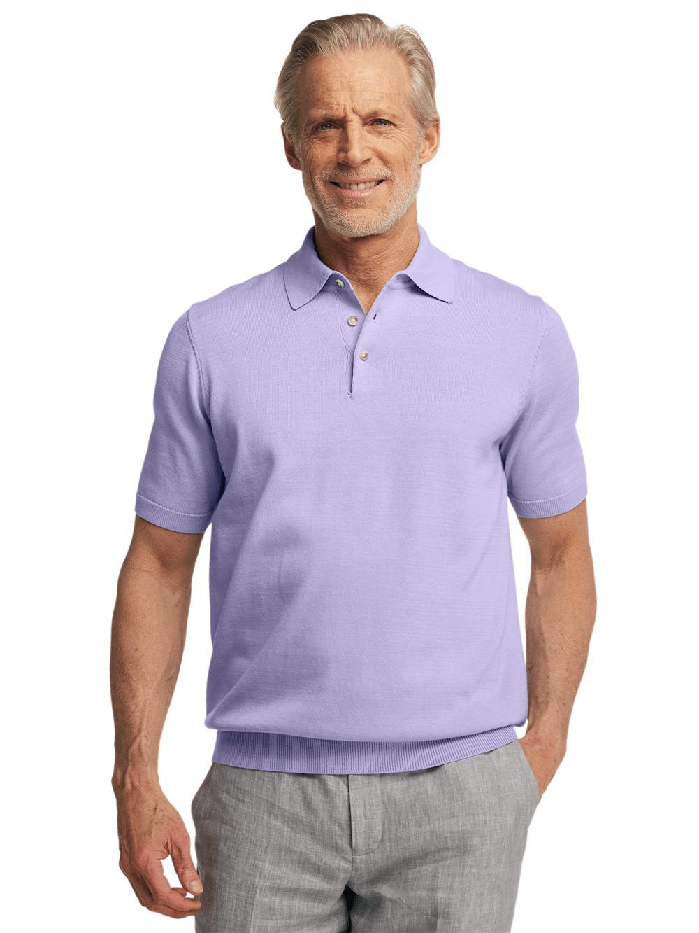 Supima Cotton Three Button Polo - Lavender Product Image