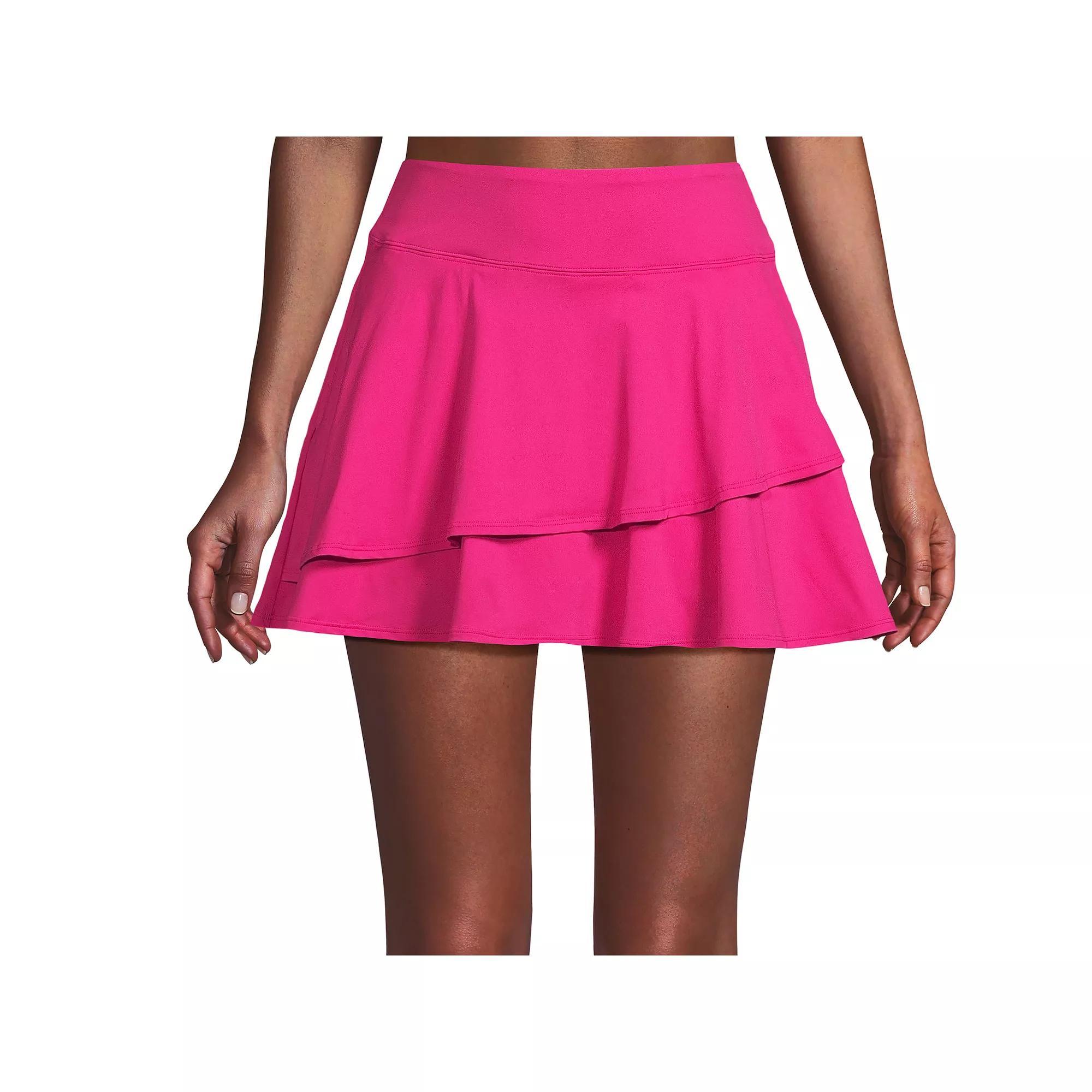 Women's Lands' End High-Waisted Tulip Hem Swim Skort, Size: XS, Egret White Product Image