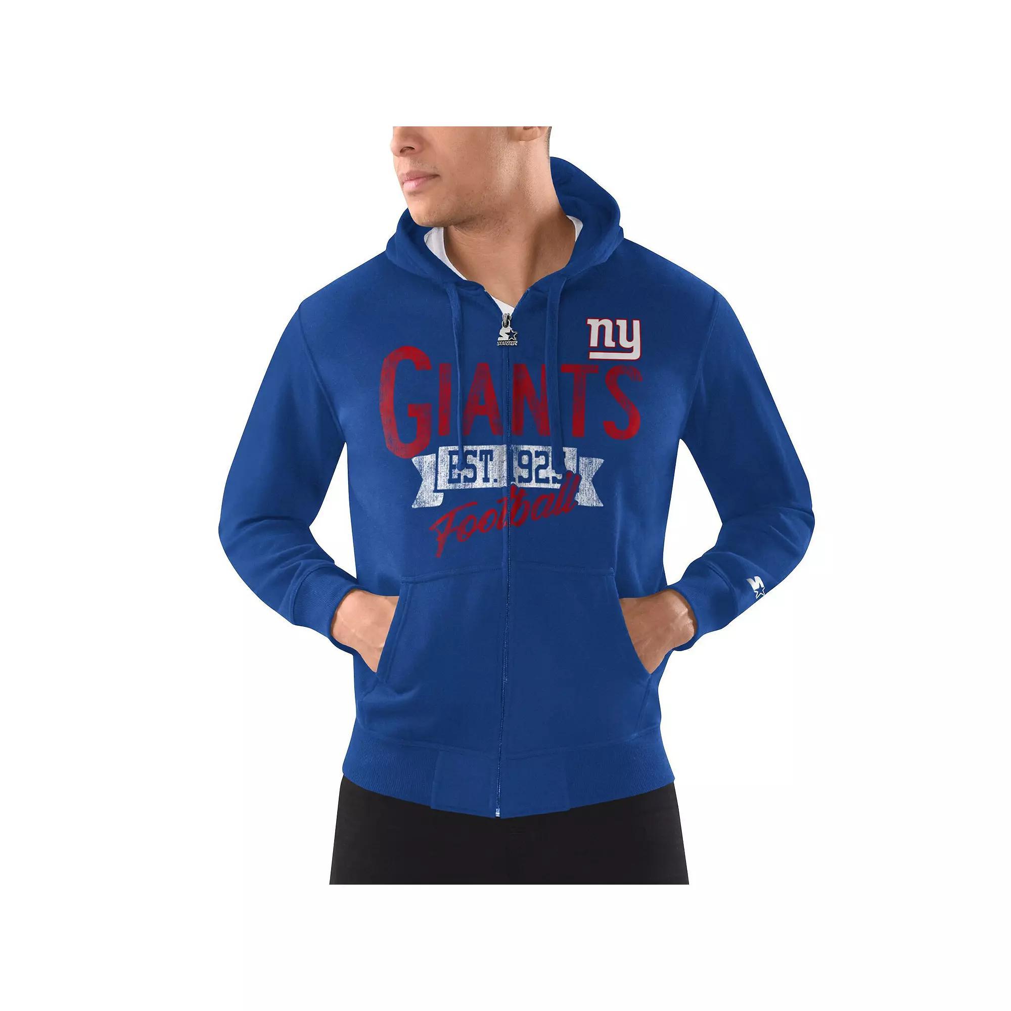 Mens Starter Royal New York Giants Domestic Post Season Full-Zip Hoodie Product Image