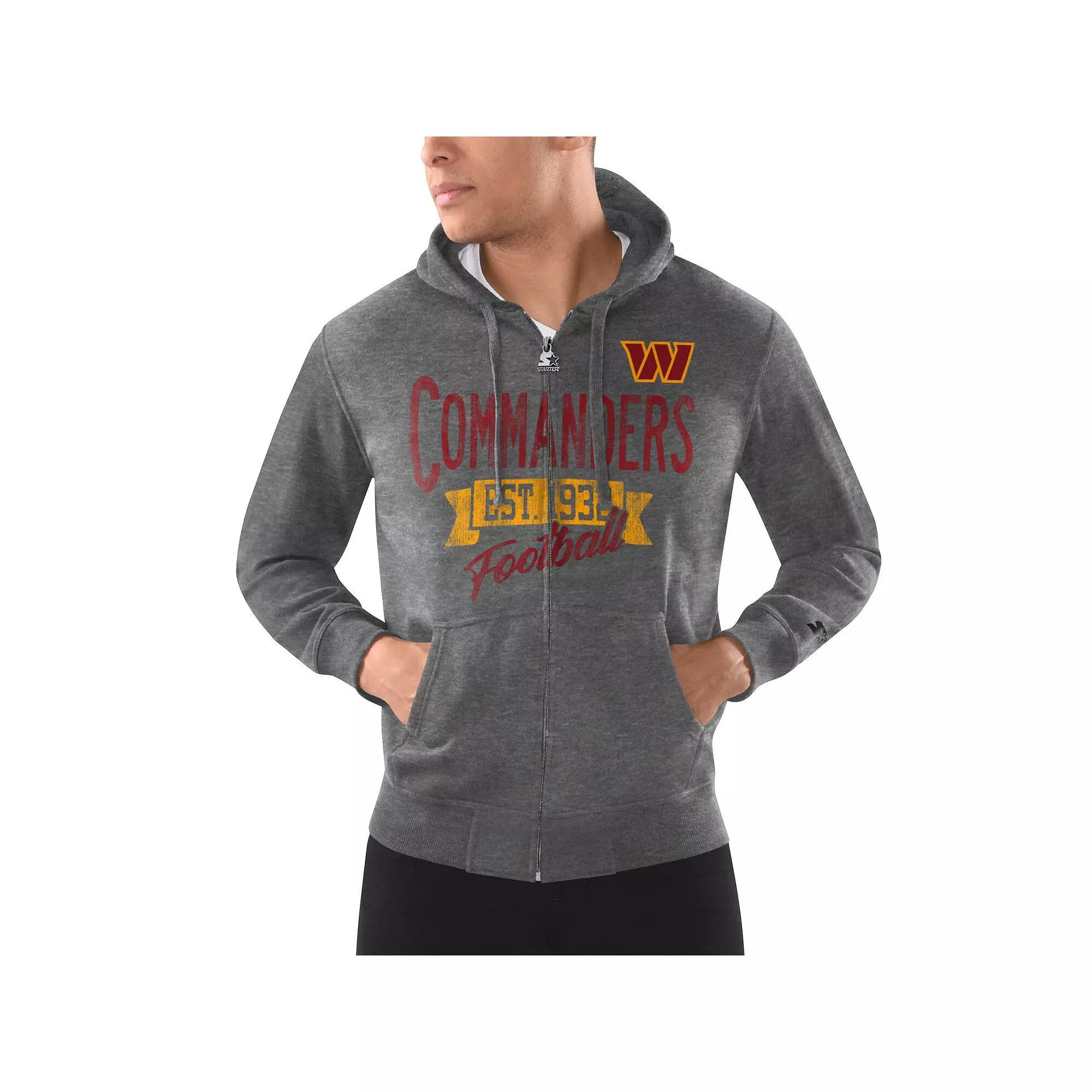 Men's Starter Charcoal Washington Commanders Domestic Post Season Full-Zip Hoodie, Size: Large, Wft Charco Product Image