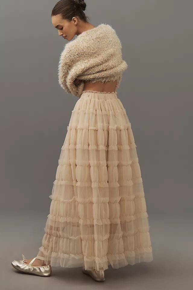 By Anthropologie Shirred Tulle Maxi Skirt Product Image