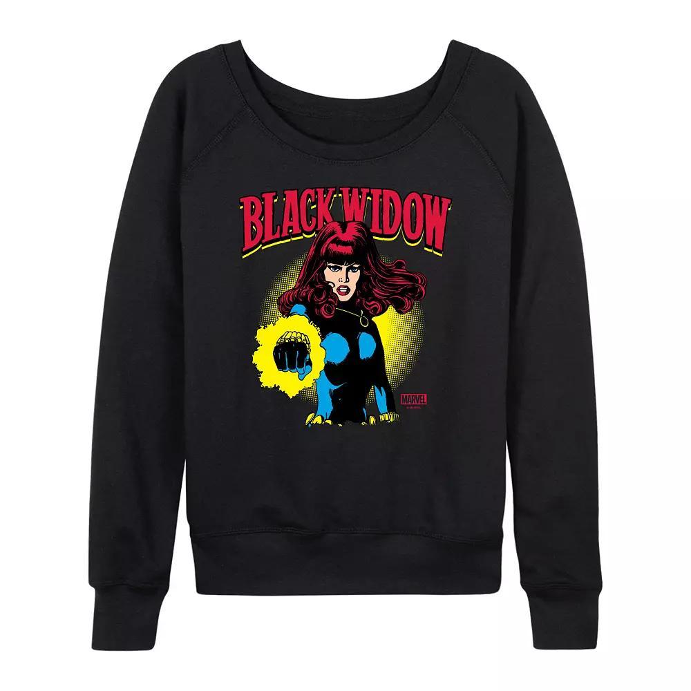 Womens Marvel Widow Comic Portrait French Terry Long Sleeve Tee Product Image