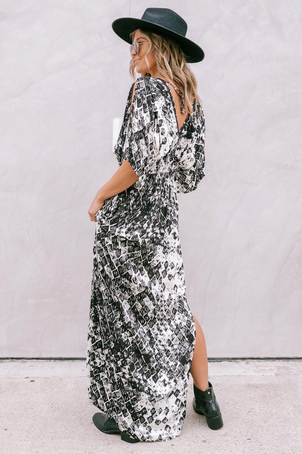 Diamond Kimono Sleeve Maxi Dress Product Image
